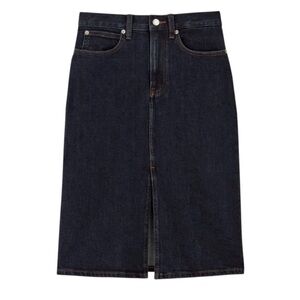 Everlane The Denim Midi Skirt in dark blue denim size 32 excellent condition